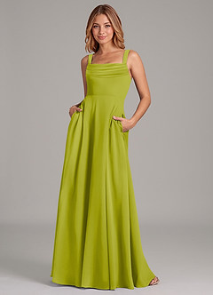 Azazie Shaude Bridesmaid Dresses Lemongrass A-Line Pleated Chiffon Dress image1