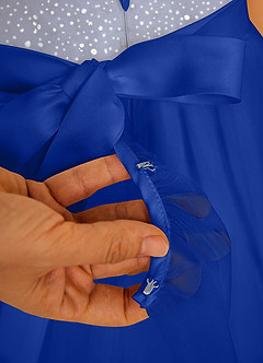 Azazie Tay Flower Girl Dresses Royal Blue A-Line Sequins Tulle Dress image4