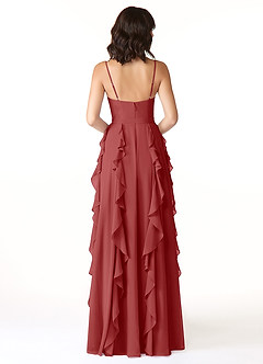 Azazie Peyton Bridesmaid Dresses Rust A-Line Ruched Chiffon Dress image2