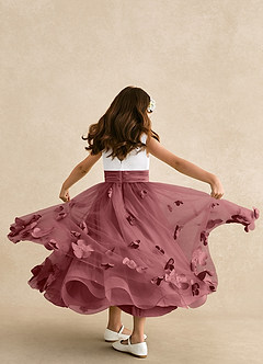 Azazie Vi Robe Demoiselle D'honneur Fillette Robe Trapèze en Tulle Sans manches Améthyste image3