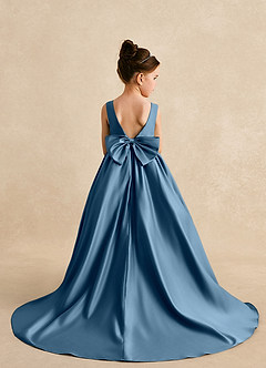 Azazie Mimia Flower Girl Dresses Bermuda A-Line Bow Matte Satin Dress image2
