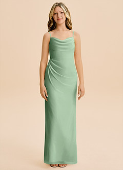 Azazie Mai Junior Matcha Sheath Pleated Chiffon Dress image3