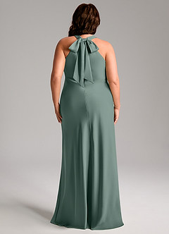 Azazie Doretta Bridesmaid Dresses Sea Moss Mermaid Pleated Stretch Satin Dress image10