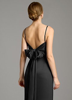 Azazie Adriane 신부 들러리 드레스 쉬스 절하다 스트레치 새틴 바닥 길이 드레스 image2