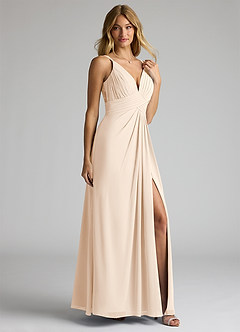 Azazie Maren Allure Bridesmaid Dresses White Alabaster A-Line V-Neck Lace Chiffon Dress image10