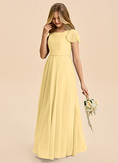 Azazie Cady Junior Butter A-Line Pleated Chiffon Dress image5