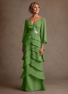 Azazie Arabinda Mother of the Bride Dresses Basil Sheath Ruched Chiffon Dress image4