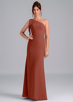 Azazie Rinna Bridesmaid Dresses Auburn Mermaid One Shoulder Chiffon Dress image1
