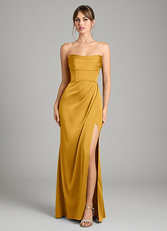 Azazie Johana Vestidos de damas de honor Vestido de Caramelo de Satén Elástico de Corte Sirena Convertible con Vestidos sin tirantes image9