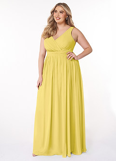 Azazie Kora Bridesmaid Dresses Canary A-Line Pleated Chiffon Dress image9