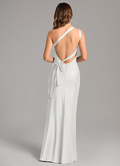 Azazie Monroe Brudtärnklänningar Klä av Sjöjungfru i Stretch Satin Ena axeln Vit image2