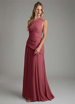Azazie Holly Bridesmaid Dresses Merlot A-Line Corset Chiffon Dress image5