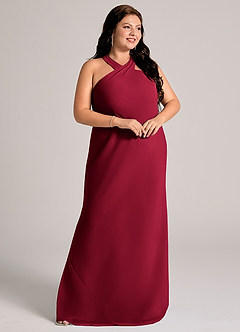 Azazie Doretta Bridesmaid Dresses Burgundy Mermaid Pleated Chiffon Dress image10