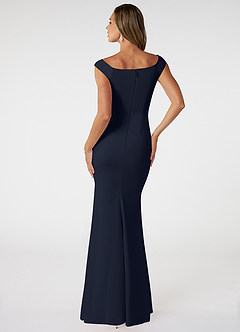 Azazie Nicolina Robes de demoiselle d'honneur Robe Sirène en Crêpe Élastique Col Carré Bleu Marine Foncé image2