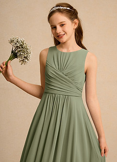 Azazie Ducky Girls Formal Flower Girl Dresses Pistachio A-Line Pleated Chiffon Dress image3