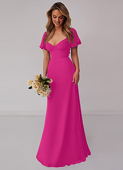 Barbie ♥ Azazie Bridesmaid Dresses Barbie Pink A-Line Pleated Chiffon Dress image6