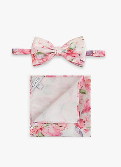 front Matte Satin Bow Tie and Pocket Square Set