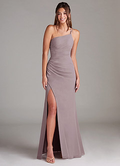 Azazie Eren Brautjungfernkleider Etui One-Shoulder Chiffon Kleid Dämmerung image3