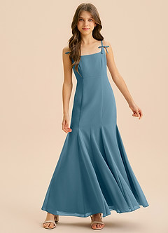 Azazie Evey Junior Abito Sirena in Chiffon Plissettato Bermuda image3