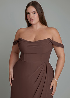Azazie Johana Jurken voor bruidsmeisjes Converteerbaar Jurk van Chiffon met Zeemeermin Off-shoulder Ganache image4