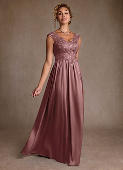 Azazie Amethyst Mother of the Bride Dresses Vintage Mauve A-Line Lace Dress image3