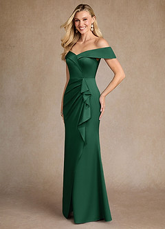 Azazie Laredo vestidos de madre de la novia Vestido de Verde Oscuro de Satén Elástico de Sirena con Vestidos sin tirantes image2