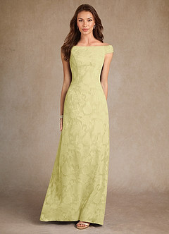 Azazie Moore Abiti per la Madre della Sposa Abito A-Line in Burnout Floreale Scollo a barca Sorbetto Al Limone image3