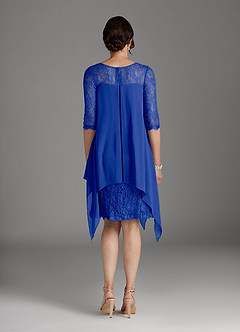 Azazie Flo Mother of the Bride Dresses Royal Blue A-Line Lace Chiffon Dress image4