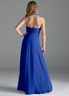 Azazie Tessie Junior Royal Blue A-Line Pleated Chiffon Dress image2