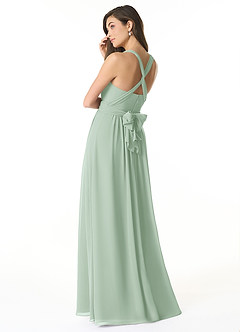 Azazie Olani Brautjungfernkleider Wandelbar A-Linie Schulterfrei Chiffon Kleid Agave image3