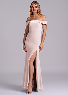 Azazie Luciana Brudtärnklänningar Klä av Tubklänning i Chiffong Av axeln Rodnande Rosa Konvertibel image3