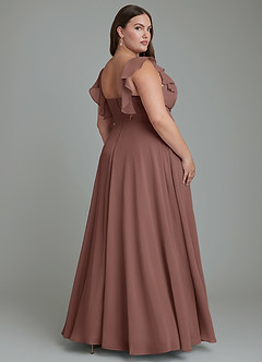 Azazie Leilani Bridesmaid Dresses Espresso A-Line Pleated Chiffon Dress image7