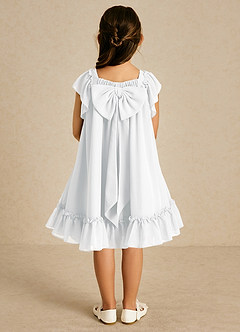 Azazie Tot Robe Demoiselle D'honneur Fillette Robe Trapèze en Mousseline de soie avec manches Blanc image2