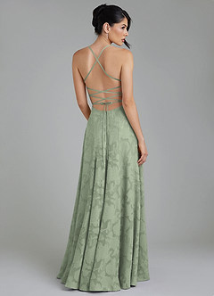 Azazie Tatum Bridesmaid Dresses Agave A-Line Corset Floral Burnout Dress image2