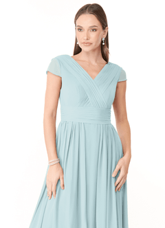 Azazie Organa Bridesmaid Dresses Mist A-Line Pleated Chiffon Dress image5