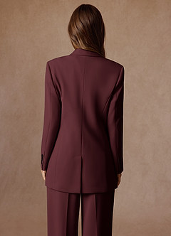 front Rowan Cabernet Traje de tres piezas de alto rendimiento con tejido refinado