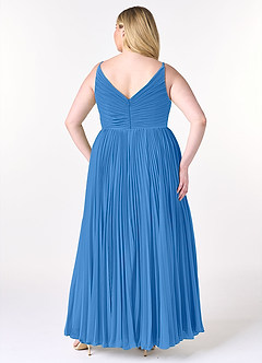 Azazie Raychelle Bridesmaid Dresses Blue Jay A-Line V-Neck Chiffon Dress image8