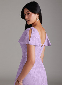 Azazie Soren Bridesmaid Dresses Lilac A-Line Pleated Floral Burnout Dress image5
