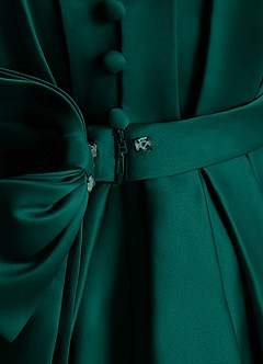 Azazie Miriam Flower Girl Dresses Pine Ball-Gown Pleated Matte Satin Dress image10