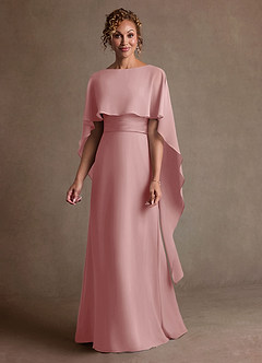Azazie Marilla Vestidos para mãe da noiva Vestido Rosa Empoeirada de Chiffon de Linha A com Plissado image4