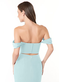 Azazie Lynnie Bridesmaid Dresses Sea Glass Mermaid Off the Shoulder Chiffon Convertible Dress image6