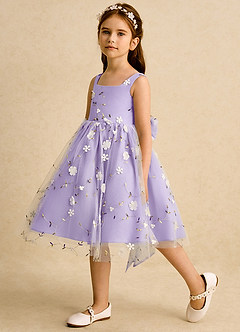 Azazie Bean vestidos de niña de las flores Vestido de Lila de Tul de Princesa con Sin mangas image5