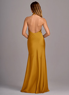 Azazie Lorena Brautjungfernkleider Meerjungfrau-Linie Plissee Stretch-Satin Kleid Butterscotch image2