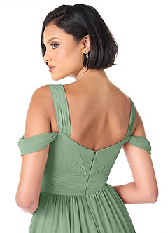 Azazie Lianne Bridesmaid Dresses Matcha A-Line Off the Shoulder Chiffon Dress image6