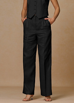front Belicia Black 100% Linen Pants