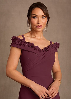 Azazie Jettie Mother of the Bride Dresses Cabernet Sheath Pleated Chiffon Dress image4
