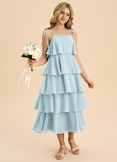 Azazie Shortcake Junior Mist A-Line Bow Chiffon Dress image6