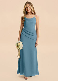 Azazie Nettie Junior Bermuda A-Line Pleated Chiffon Dress image3