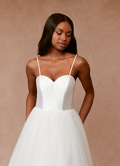 Azazie Gelsey Wedding Dresses Diamond White A-Line Sweetheart Neckline Tulle Dress image6