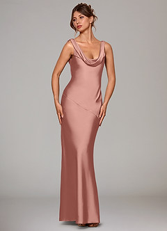 Azazie Rylina Bridesmaid Dresses Rosette Mermaid Stretch Satin Dress image3